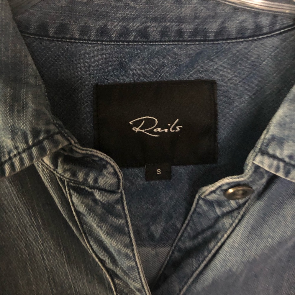 Rails Chambray Blue Button Down With Patches S - image 5